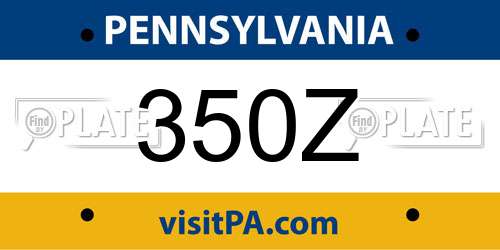 350Z Pennsylvania License Plate