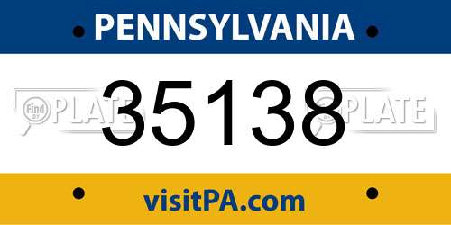 35138 Pennsylvania License Plate