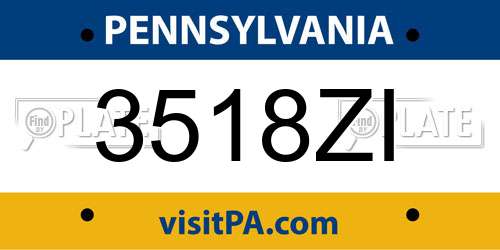 3518ZI Pennsylvania License Plate