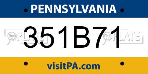 351B71 Pennsylvania License Plate