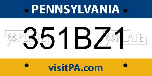 351BZ1 Pennsylvania License Plate