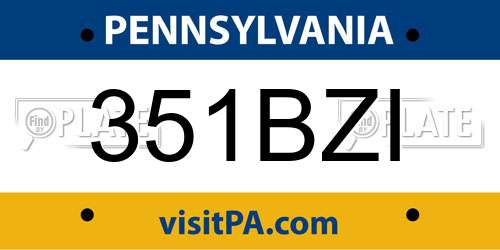 351BZI Pennsylvania License Plate