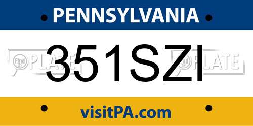 351SZI Pennsylvania License Plate
