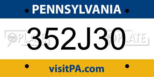 352J30 Pennsylvania License Plate