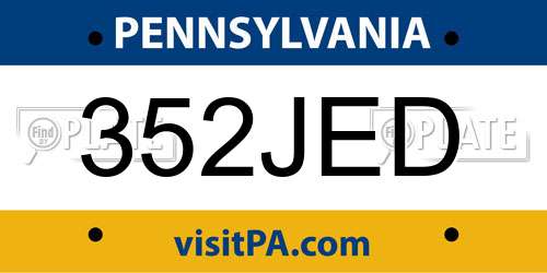 352JED Pennsylvania License Plate