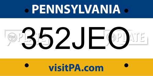 352JEO Pennsylvania License Plate