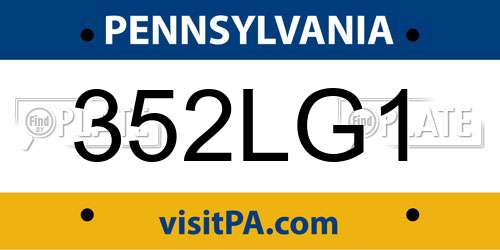 352LG1 Pennsylvania License Plate