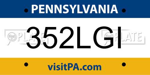 352LGI Pennsylvania License Plate