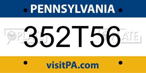 352T56 Pennsylvania License Plate