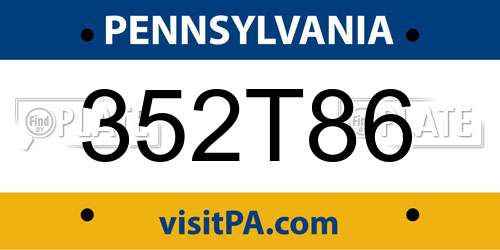 352T86 Pennsylvania License Plate