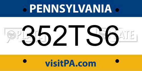 352TS6 Pennsylvania License Plate