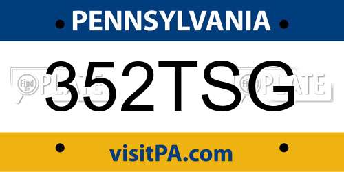 352TSG Pennsylvania License Plate
