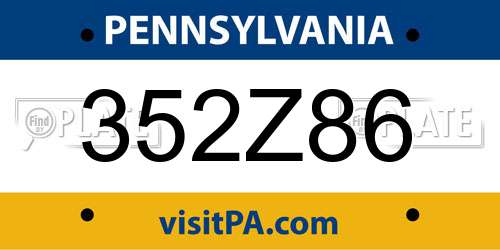 352Z86 Pennsylvania License Plate