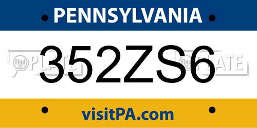 352ZS6 Pennsylvania License Plate