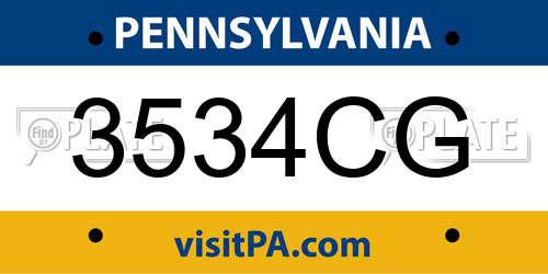 3534CG Pennsylvania License Plate