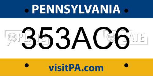 353AC6 Pennsylvania License Plate
