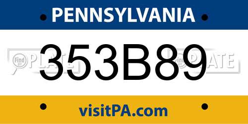 353B89 Pennsylvania License Plate