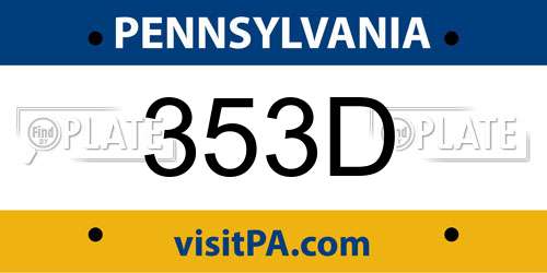 353D Pennsylvania License Plate