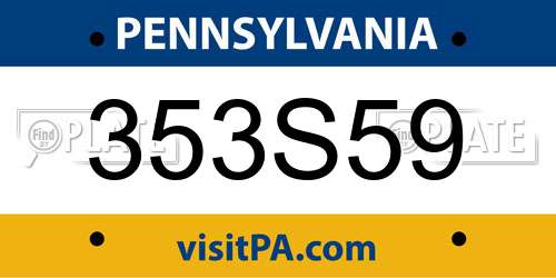 353S59 Pennsylvania License Plate