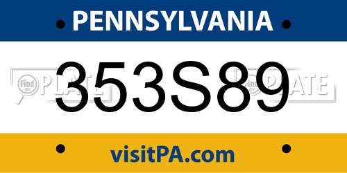 353S89 Pennsylvania License Plate