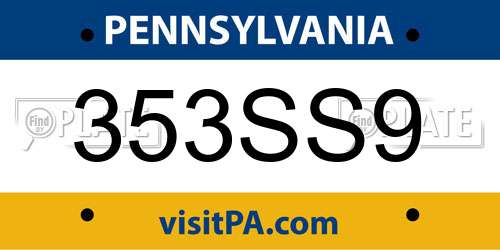 353SS9 Pennsylvania License Plate