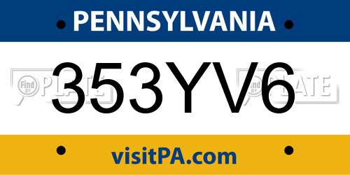 353YV6 Pennsylvania License Plate
