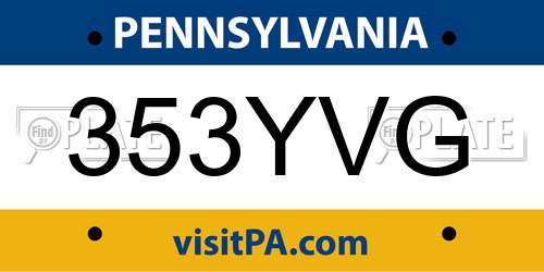 353YVG Pennsylvania License Plate