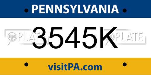 3545K Pennsylvania License Plate