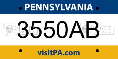3550AB Pennsylvania License Plate
