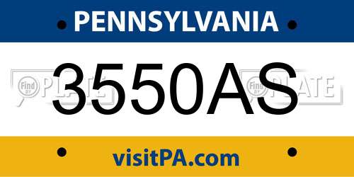 3550AS Pennsylvania License Plate
