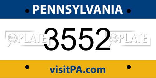 3552 Pennsylvania License Plate