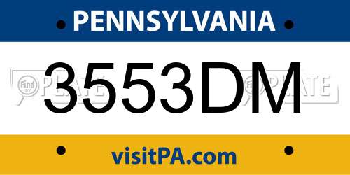 3553DM Pennsylvania License Plate