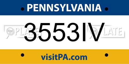 3553IV Pennsylvania License Plate