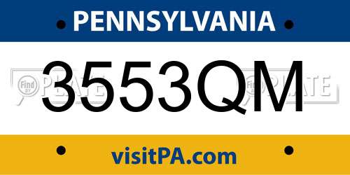3553QM Pennsylvania License Plate