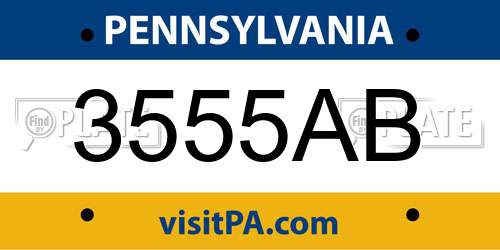 3555AB Pennsylvania License Plate