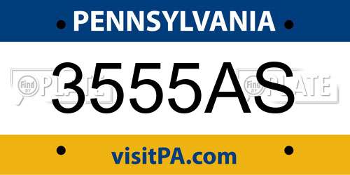 3555AS Pennsylvania License Plate