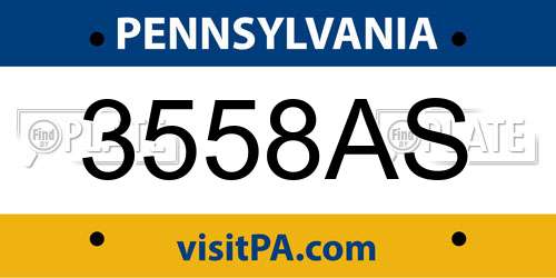 3558AS Pennsylvania License Plate