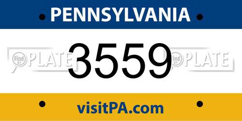 3559 Pennsylvania License Plate