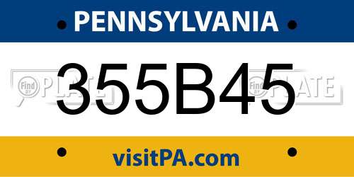 355B45 Pennsylvania License Plate