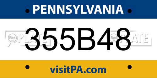 355B48 Pennsylvania License Plate