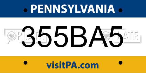 355BA5 Pennsylvania License Plate