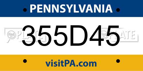 355D45 Pennsylvania License Plate