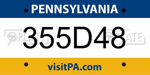 355D48 Pennsylvania License Plate