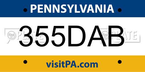 355DAB Pennsylvania License Plate
