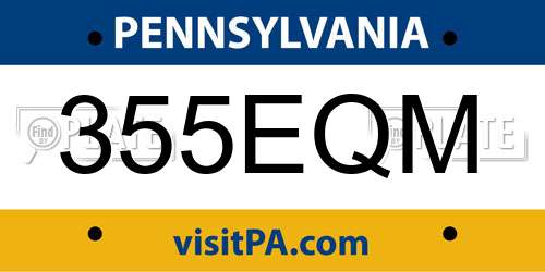 355EQM Pennsylvania License Plate