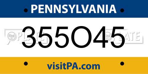 355O45 Pennsylvania License Plate