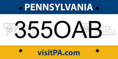 355OAB Pennsylvania License Plate