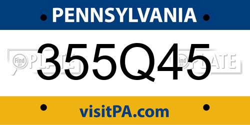 355Q45 Pennsylvania License Plate