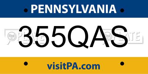 355QAS Pennsylvania License Plate