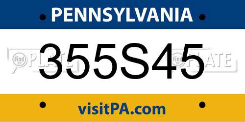 355S45 Pennsylvania License Plate